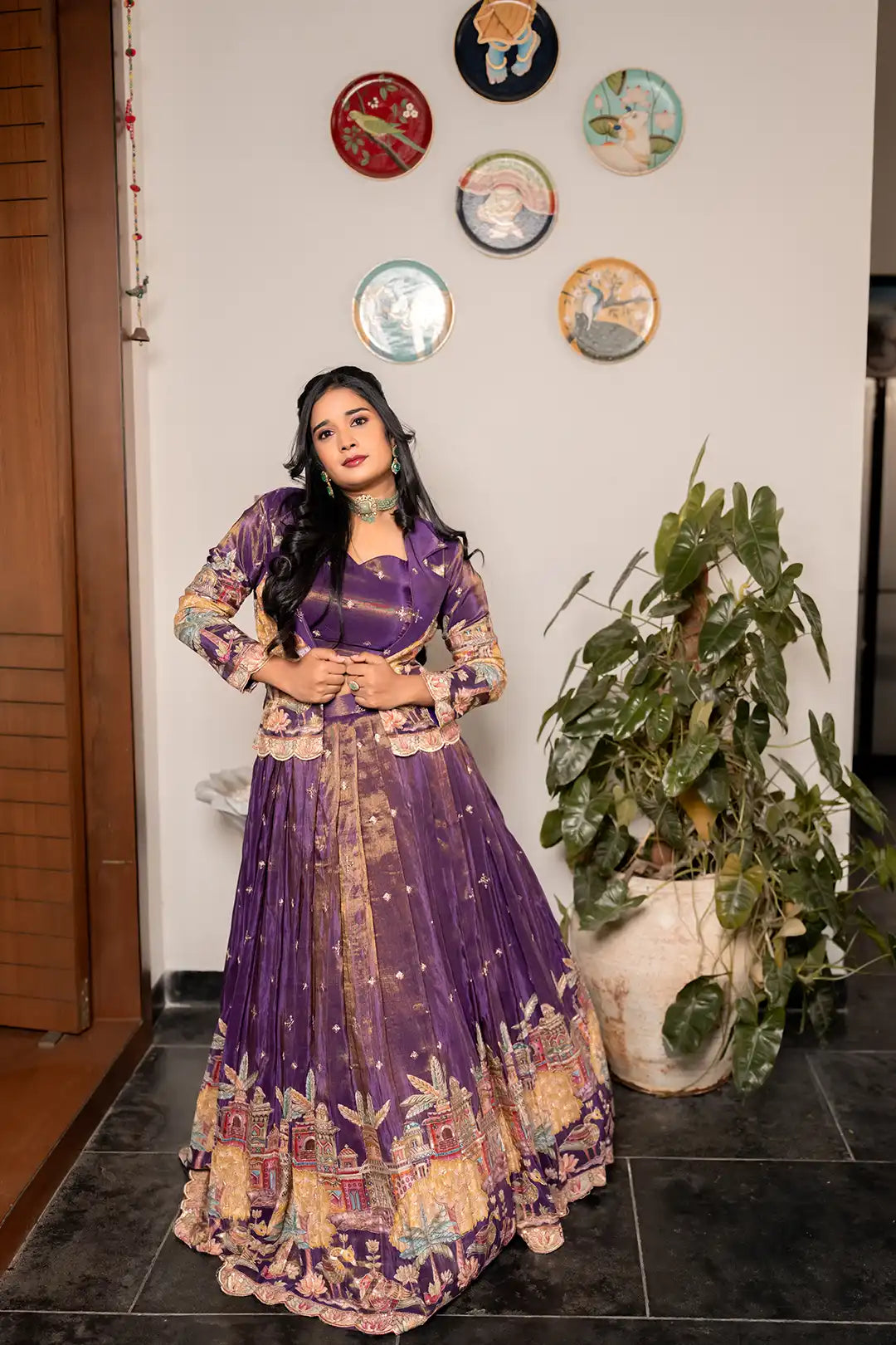 Rajwadi tissue lehanga