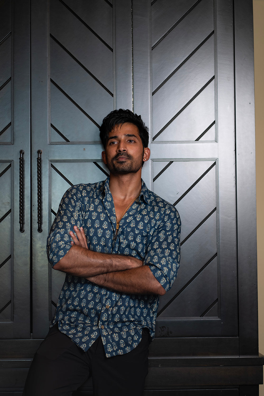 Blue Cotton Full Sleeves Shirt