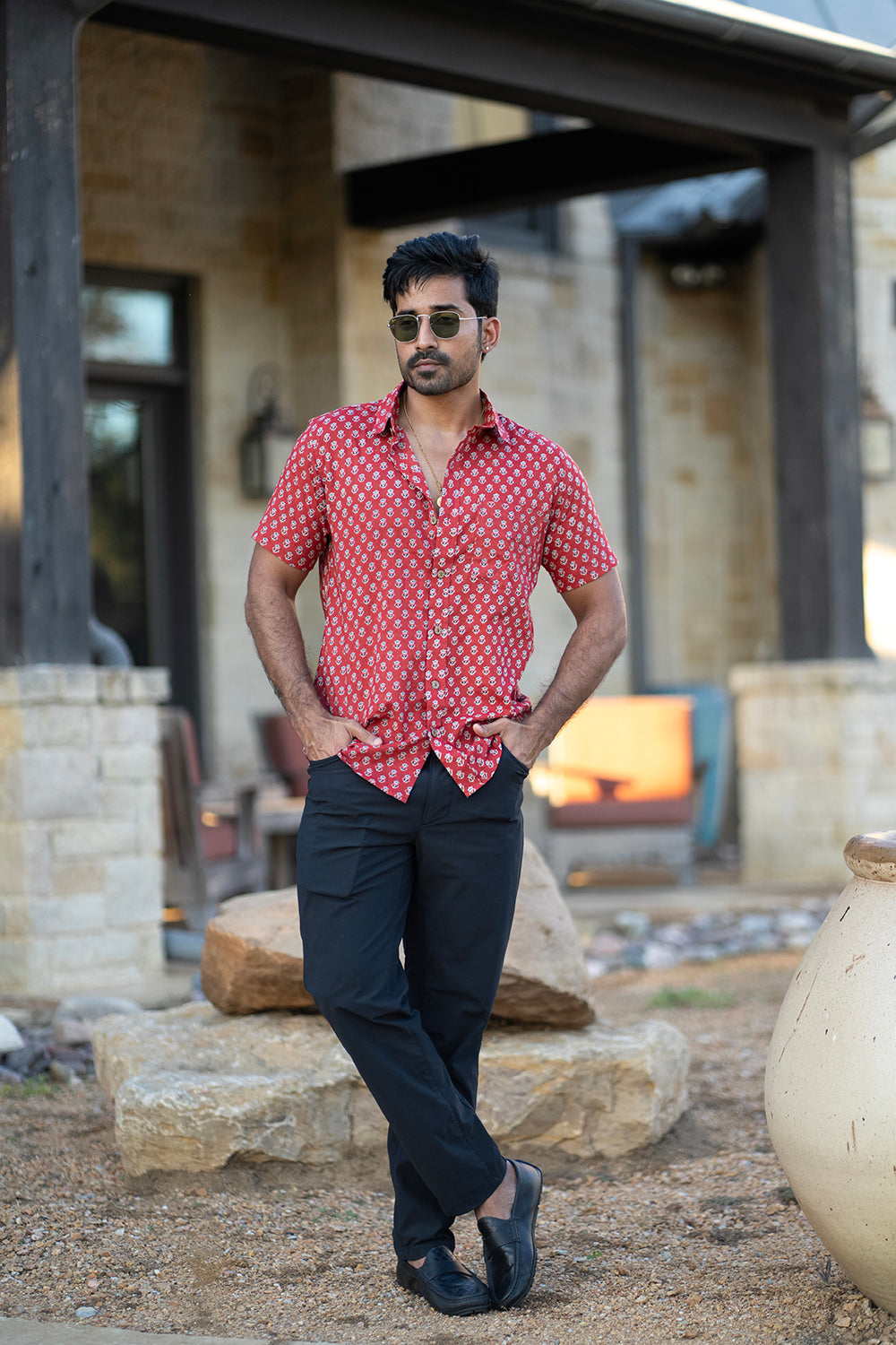 Red Cotton Classic Shirt