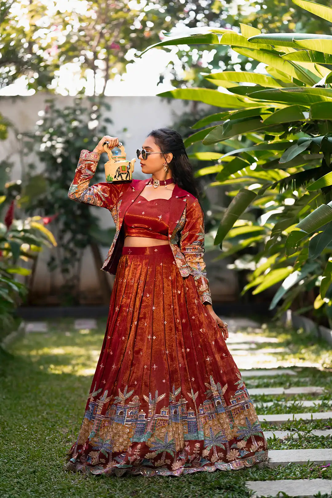 Rajwadi tissue lehanga