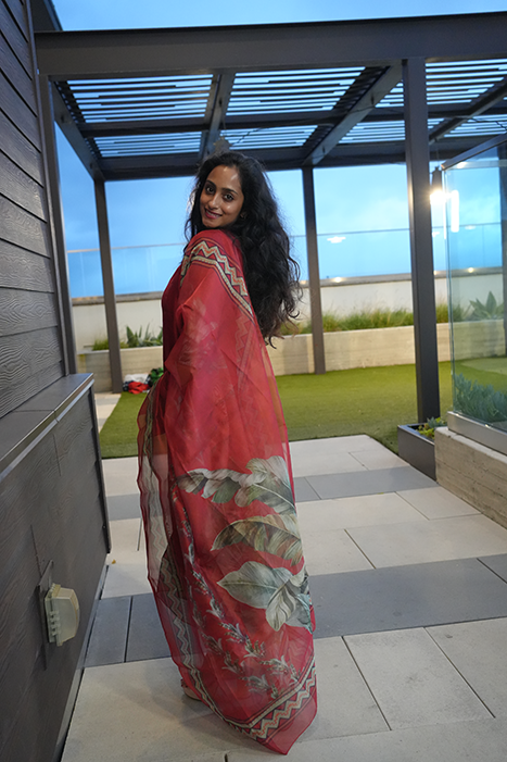 Roman Silk Kurti With Organza Dupatta