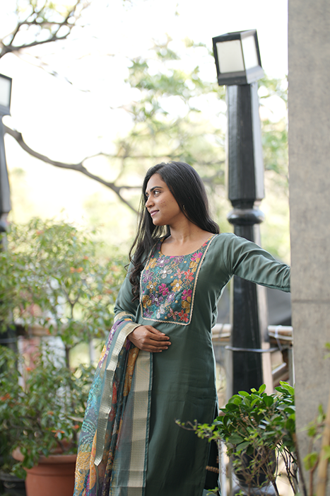 Roman Silk With Organza Dupatta