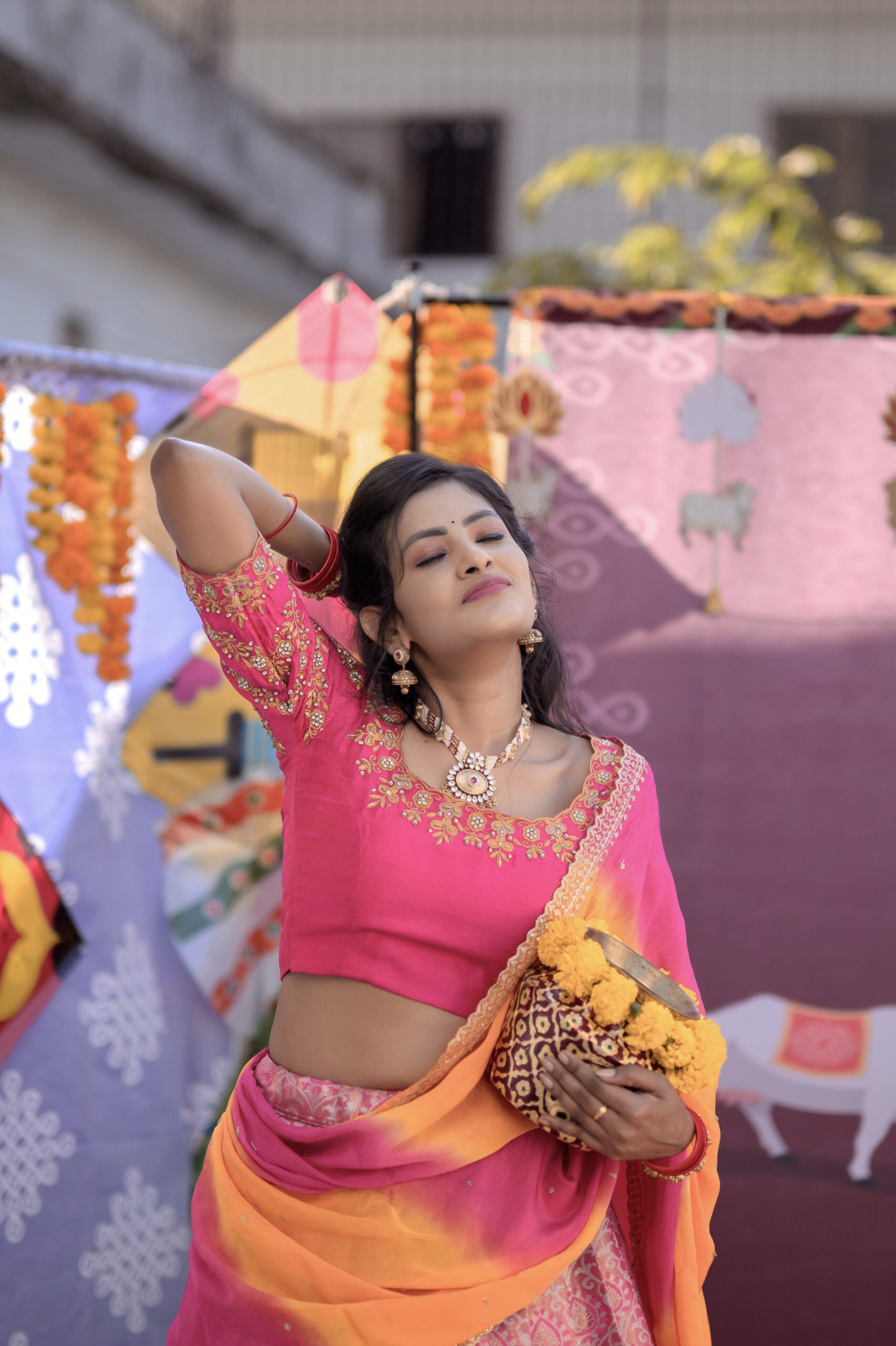 Pink sem pattu lehenga