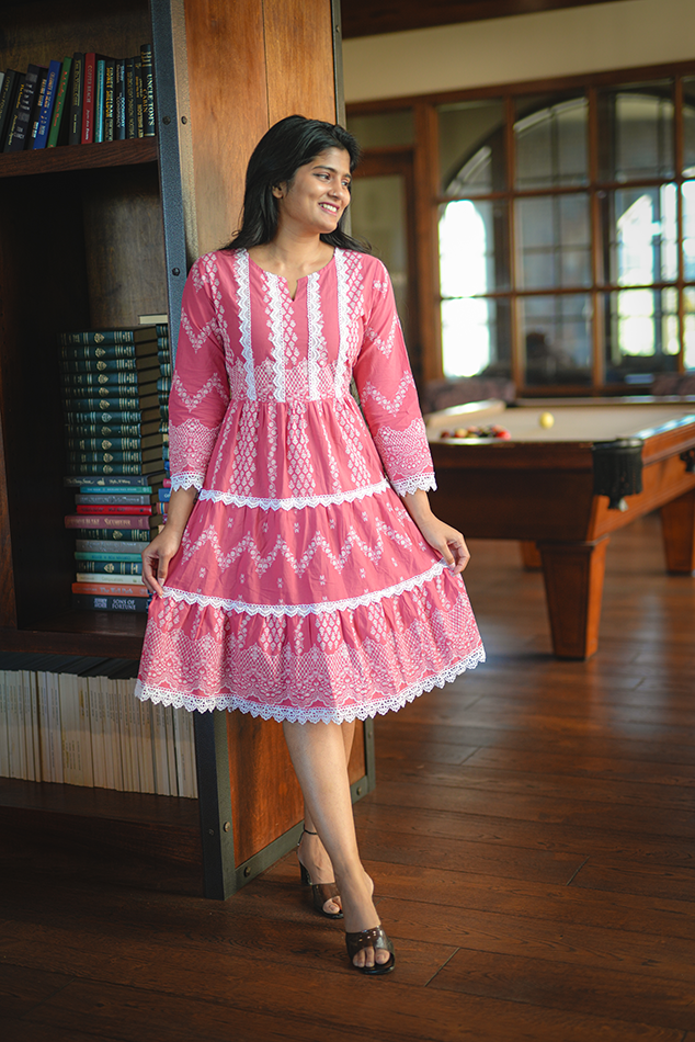 Cotton frocks layered beautifully with cotton lace