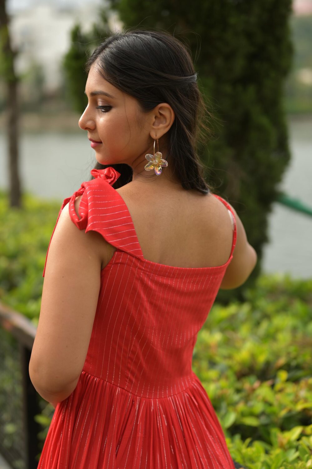 Vibrant Red Soft Cotton Dress - Image 2