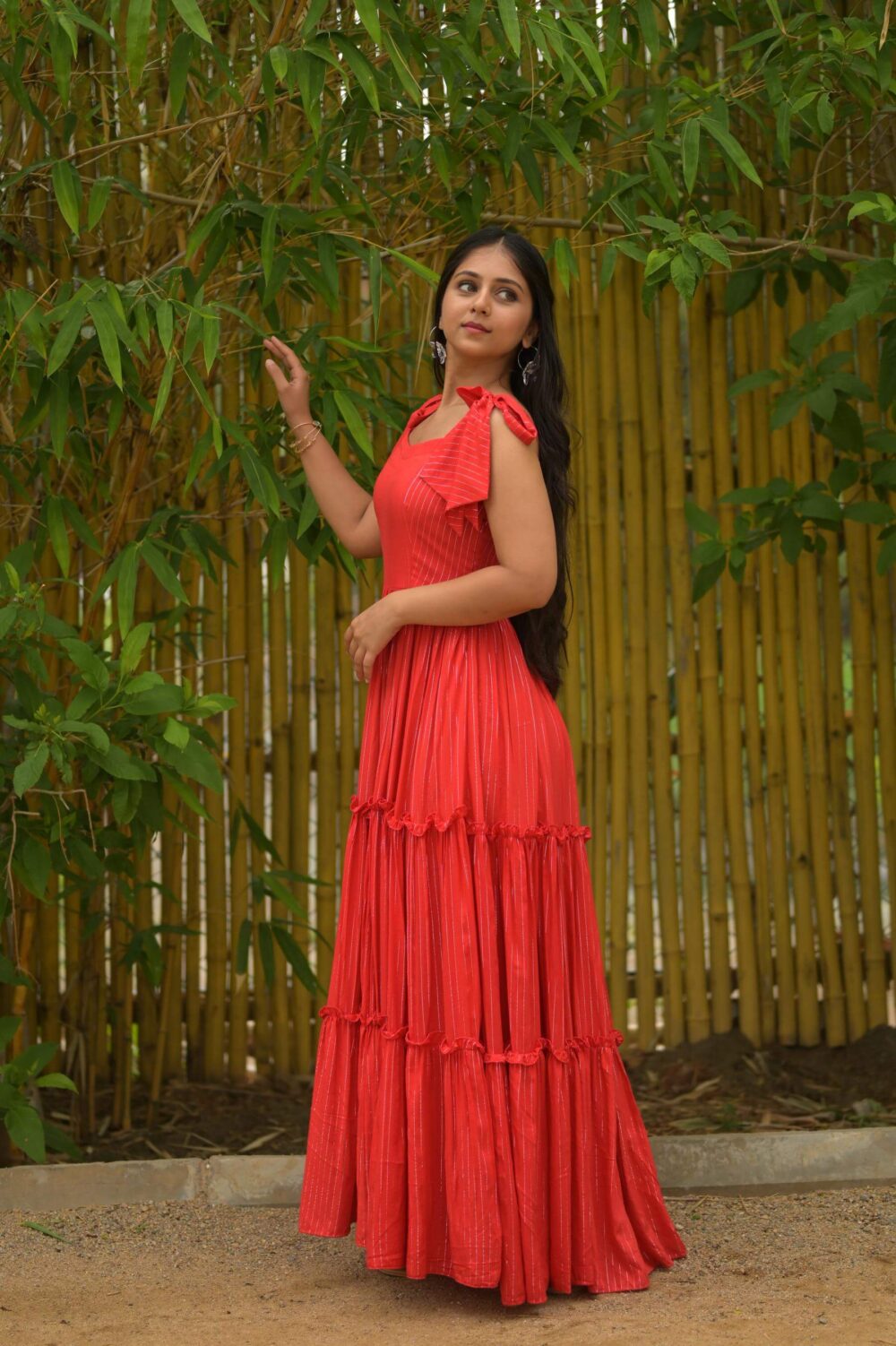 Vibrant Red Soft Cotton Dress - Image 4