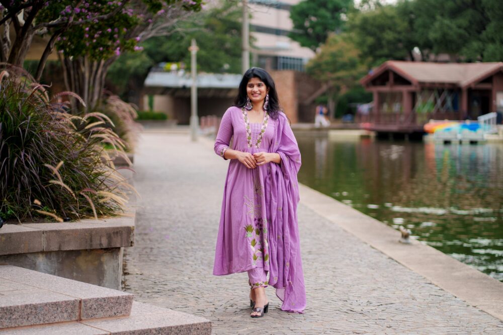 Elegant Lavender Kurti Set